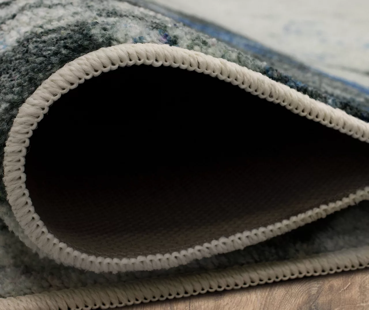 Gold Vein Gray & Blue Abstract Area Rug, (2' X 8') 8 Gold Vein Gray & Blue Abstract Area Rug, (2' X 8') - Image 6