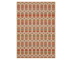 Cabana Rust & Tan Geometric Outdoor Area Rug, (8' X 10')