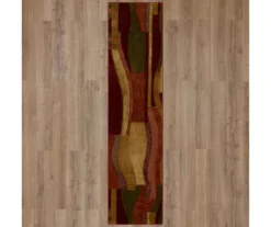 Picasso Wine & Brown Abstract Area Rug, (2' X 8') -Home Store 810600662 A0 2