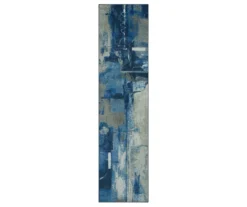 Fusion Blue & Gray Abstract Area Rug, (2' X 5')