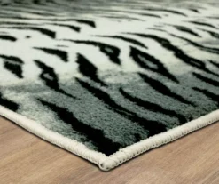 White & Black Tiger Print Area Rug, (4' X 6') -Home Store 810600853 A8 1