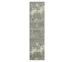 Maisie Gray & White Geometric Area Rug, (2.5' X 10')