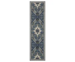 Tethys Blue & Gray Ornamental Area Rug, (2' X 8')