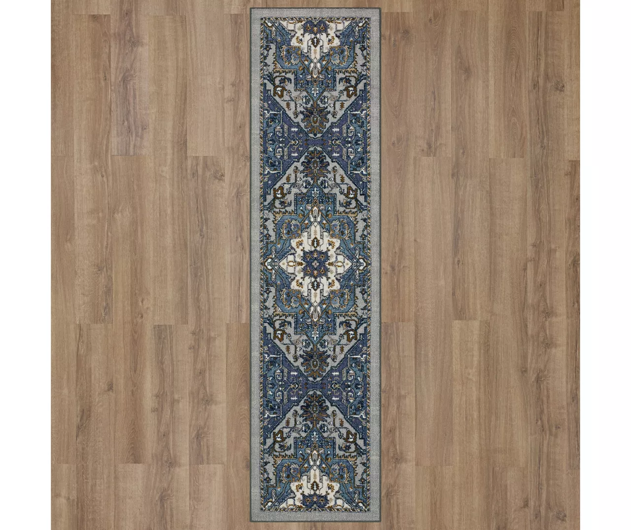 Tethys Blue & Gray Ornamental Area Rug, (2' X 8') 5 Tethys Blue & Gray Ornamental Area Rug, (2' X 8') - Image 3