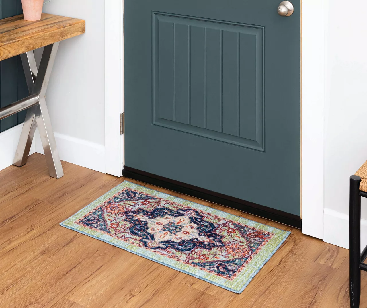 Tethys Green & Blue Ornamental Accent Rug, (20" X 34") 7 Tethys Green & Blue Ornamental Accent Rug, (20" X 34") - Image 5