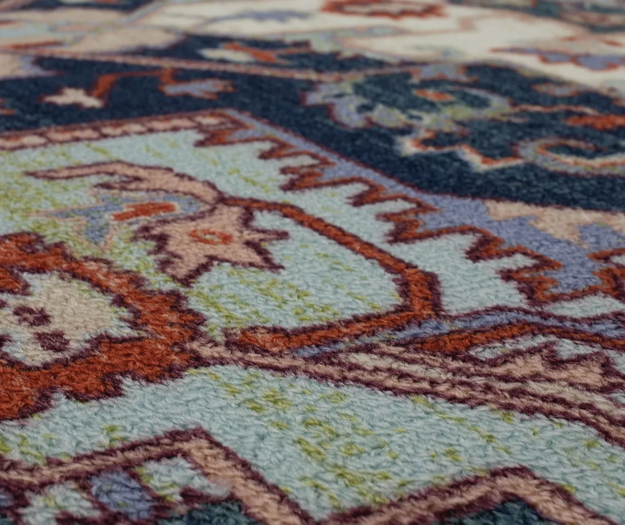 Tethys Green & Blue Ornamental Accent Rug, (20" X 34") 8 Tethys Green & Blue Ornamental Accent Rug, (20" X 34") - Image 6