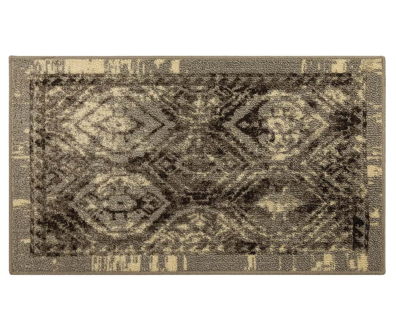 Tecate Gray Bordered Arabesque Accent Rug, (20" X 34") 3 Tecate Gray Bordered Arabesque Accent Rug, (20" X 34")