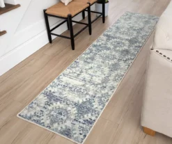 Pallas White & Blue Geo Ornamental Area Rug, (2' X 8') -Home Store 810601084 A0 3