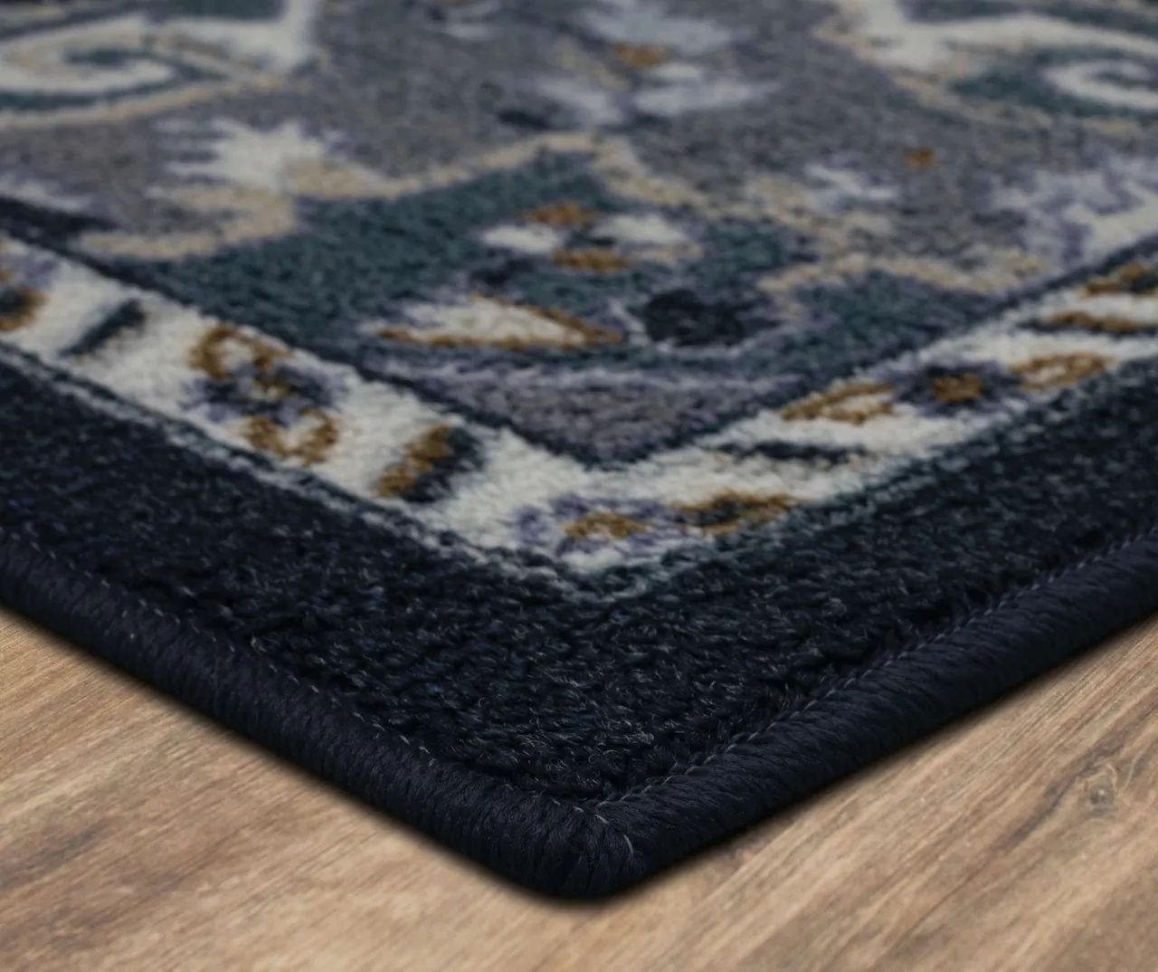 Tethys Navy & Charcoal Ornamental Accent Rug, (20" X 34") 4 Tethys Navy & Charcoal Ornamental Accent Rug, (20" X 34") - Image 2
