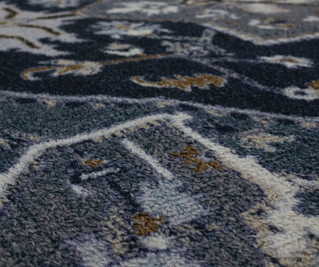 Tethys Navy & Charcoal Ornamental Accent Rug, (20" X 34") 8 Tethys Navy & Charcoal Ornamental Accent Rug, (20" X 34") - Image 6