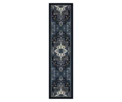 Tethys Navy & Charcoal Ornamental Area Rug, (2' X 8')