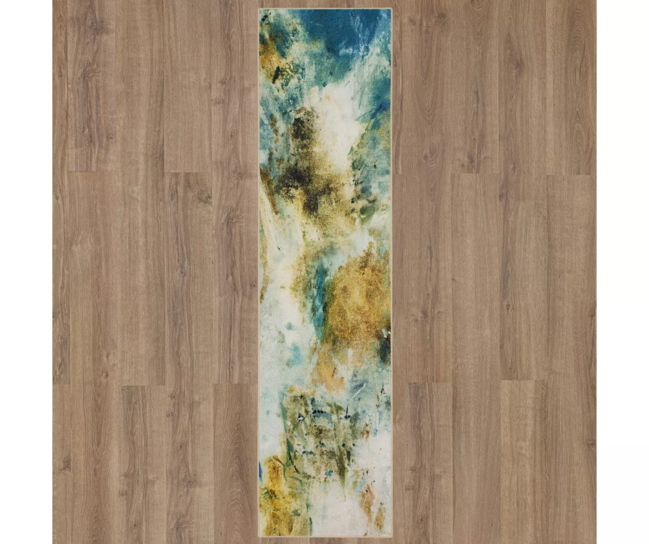 Shoreline Water Blue & Brown Abstract Area Rug, (2.5' X 8') 6 Shoreline Water Blue & Brown Abstract Area Rug, (2.5' X 8') - Image 4