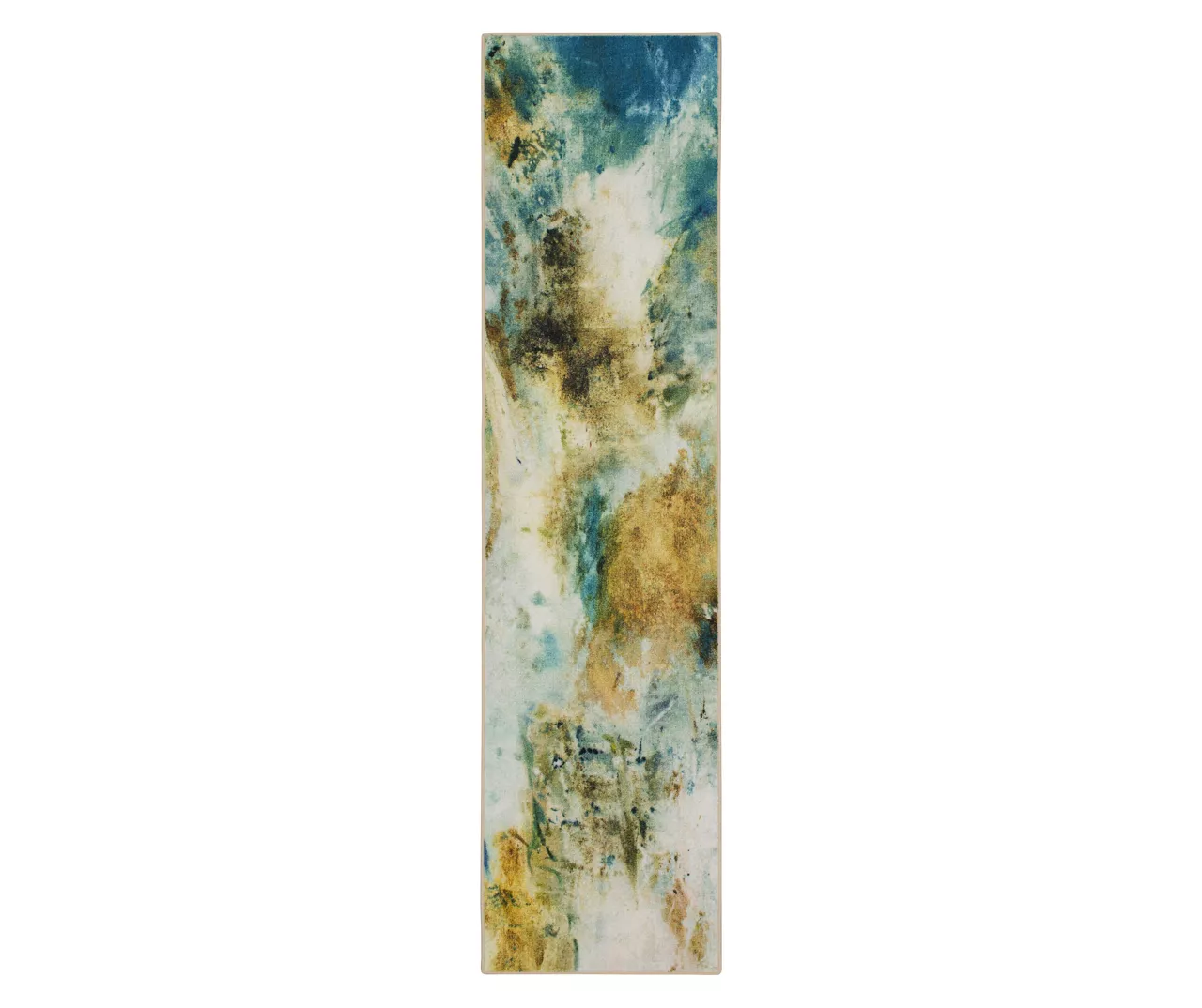 Shoreline Water Blue & Brown Abstract Area Rug, (2.5' X 10') 3 Shoreline Water Blue & Brown Abstract Area Rug, (2.5' X 10')