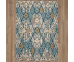 Paradise Grove Blue & Brown Arabesque Outdoor Area Rug, (8' X 10') -Home Store 810601174 A0 2