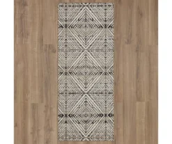 Poolside Diamond Dark Gray & Ivory Outdoor Area Rug, (2.5' X 6') -Home Store 810601179 A0 2