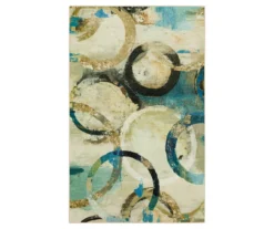 Canvas Rings Aqua & Beige Abstract Area Rug, (8' X 10')