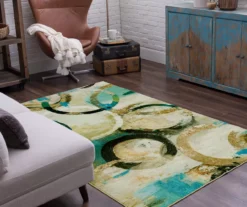 Canvas Rings Aqua & Beige Abstract Area Rug, (8' X 10') -Home Store 810601217 A0 4
