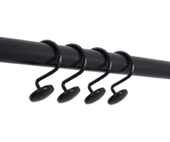 Black Adjustable Shower Rod & Hook Set 10 Black Adjustable Shower Rod & Hook Set -Home Store 810602166 A4 3