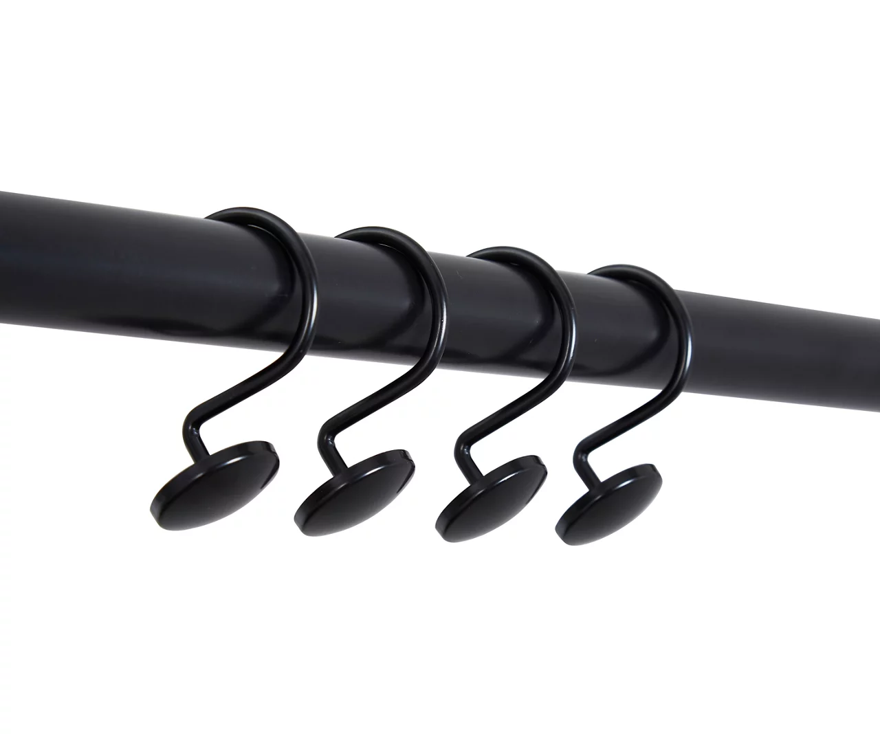 Black Adjustable Shower Rod & Hook Set 5 Black Adjustable Shower Rod & Hook Set - Image 3