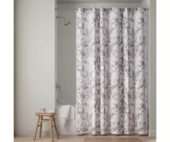 Purple Watercolor Botanical EZ-Up Fabric Shower Curtain -Home Store 810603337 A0 2