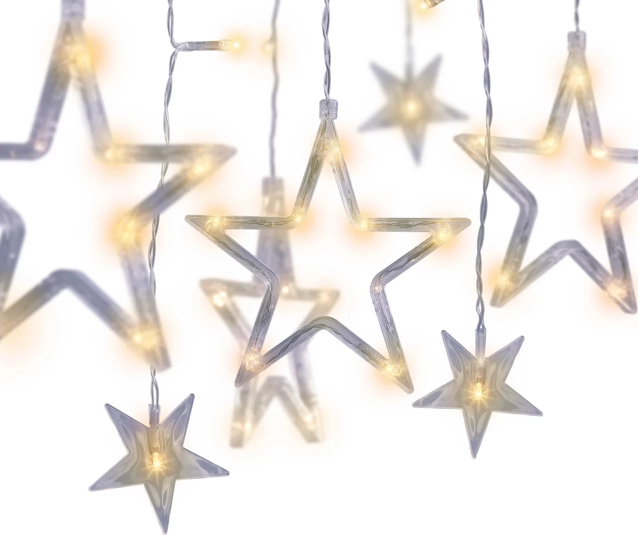 Warm White Large Stars 7-Strand LED Curtain Lights 3 Warm White Large Stars 7-Strand LED Curtain Lights