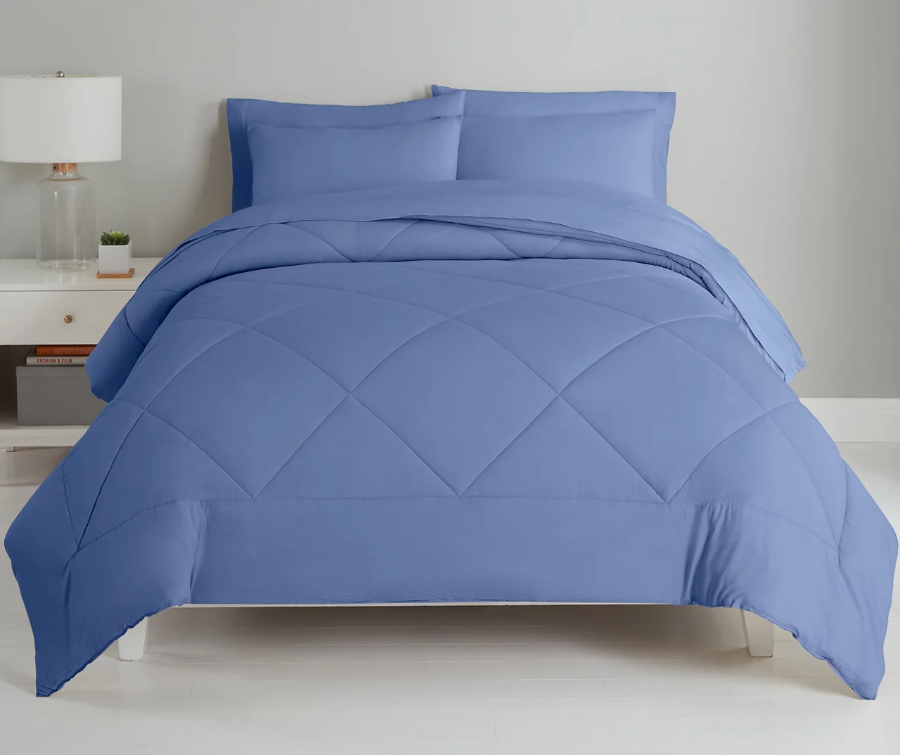 Country Blue Diamond-Quilted Full 7-Piece Comforter Set 3 Country Blue Diamond-Quilted Full 7-Piece Comforter Set