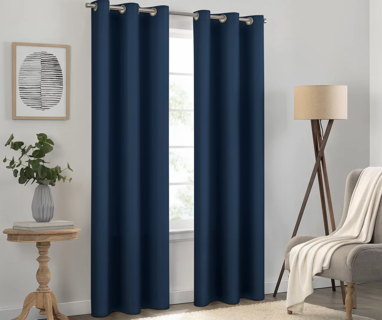 Kendall Denim Blue Blackout Grommet Curtain Panel, (84") 4 Kendall Denim Blue Blackout Grommet Curtain Panel, (84") - Image 2