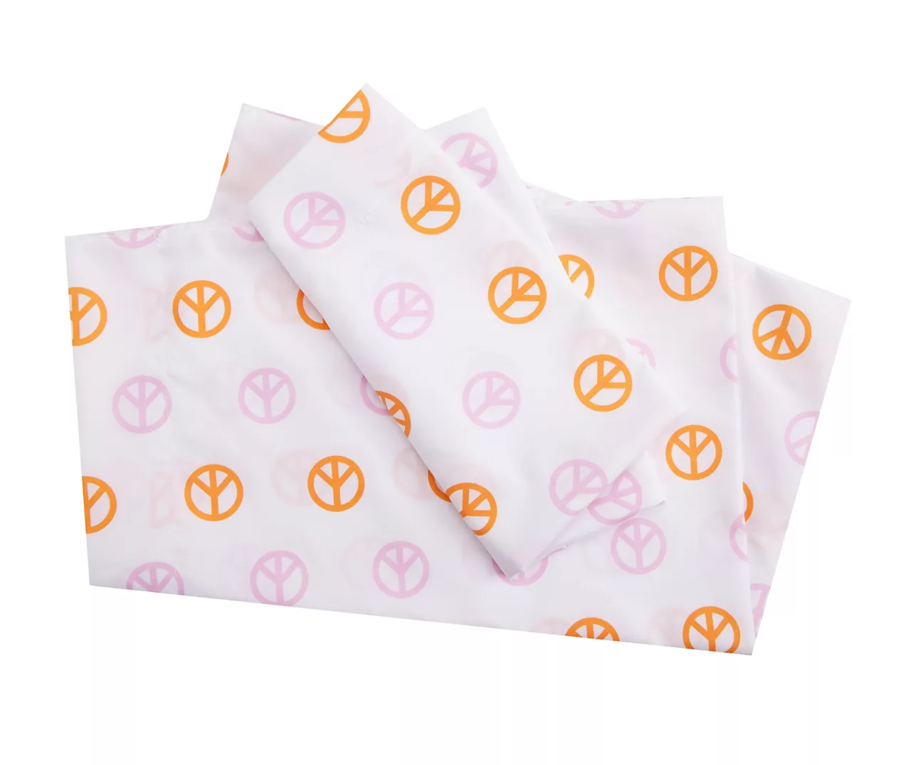 Euphoric Expression Pink & Orange Peace Sign Queen 4-Piece Sheet Set 3 Euphoric Expression Pink & Orange Peace Sign Queen 4-Piece Sheet Set