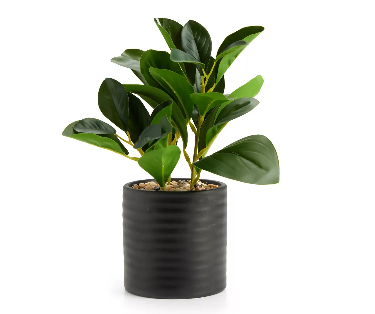 Artificial Greenery In Black Ribbed Ceramic Pot 3 Artificial Greenery In Black Ribbed Ceramic Pot