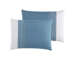 Hilden White & Blue Color Block Bedding Set -Home Store 810611475 A7 4