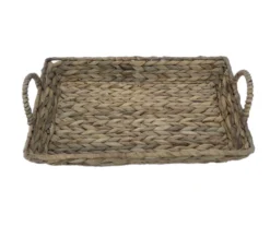 Brown Water Hyacinth Woven Decorative Tray, (14") -Home Store 810612688 A4 4