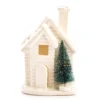 Frosted Forest White House & Bottle Brush Tree Ceramic LED Tealight Candle -Home Store 810613438 A0