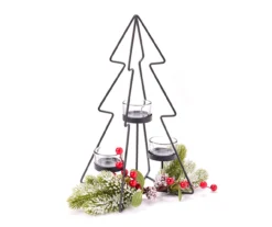Santa's Workshop Black Metal Tree 3-Tier LED Candle Holder -Home Store 810613453 A0 1