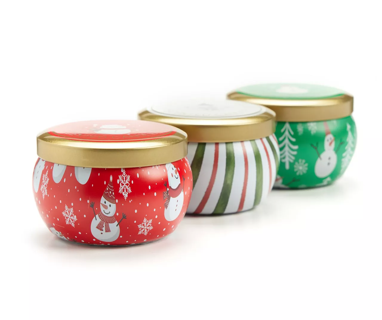Fresh Balsam, Santa's Cookies & Cinnamon Cheer Snowman Tin Candle Gift Set, 3-Pack 4 Fresh Balsam, Santa's Cookies & Cinnamon Cheer Snowman Tin Candle Gift Set, 3-Pack - Image 2