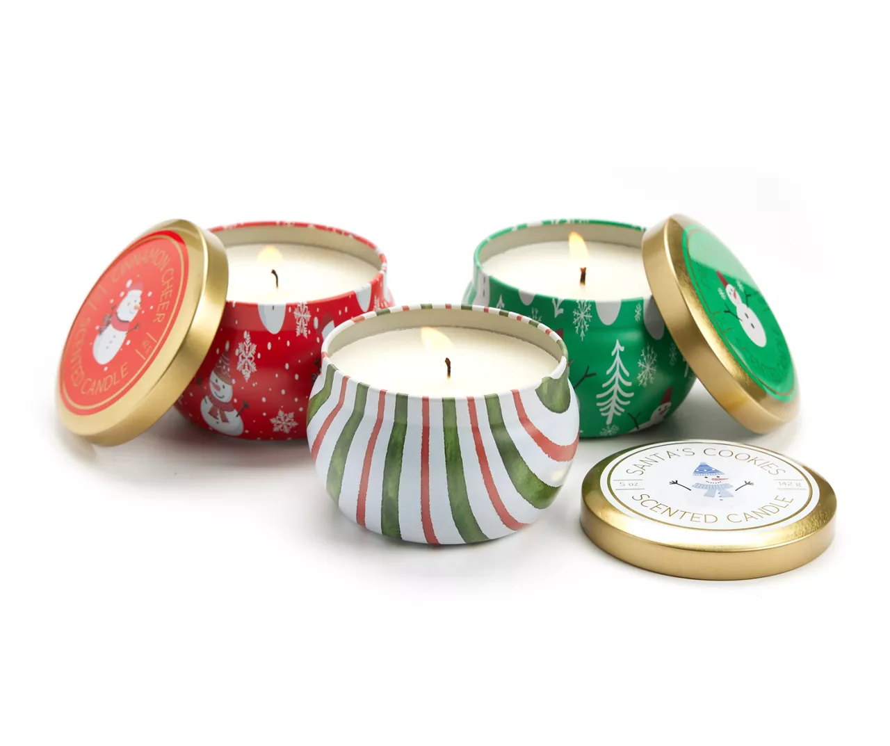 Fresh Balsam, Santa's Cookies & Cinnamon Cheer Snowman Tin Candle Gift Set, 3-Pack 5 Fresh Balsam, Santa's Cookies & Cinnamon Cheer Snowman Tin Candle Gift Set, 3-Pack - Image 3