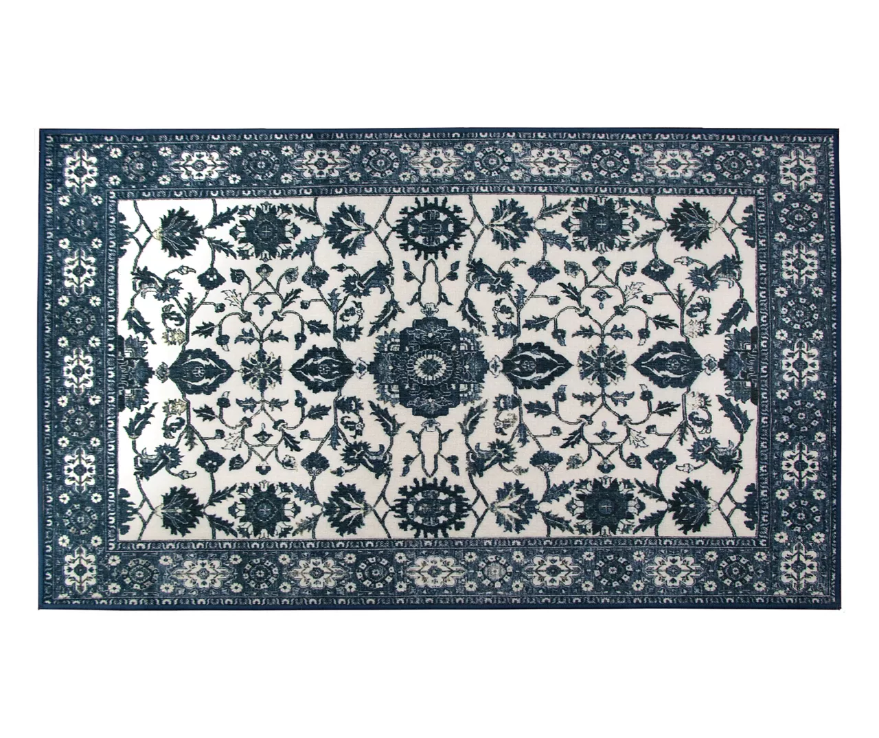 My Magic Carpet Ramage Blue Ornamental Washable Area Rug, (3' X 5') 3 My Magic Carpet Ramage Blue Ornamental Washable Area Rug, (3' X 5')