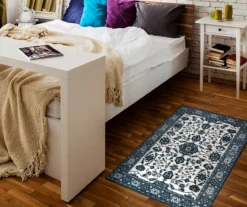 My Magic Carpet Ramage Blue Ornamental Washable Area Rug, (3' X 5') 11 My Magic Carpet Ramage Blue Ornamental Washable Area Rug, (3' X 5') -Home Store 810615361 A4 2