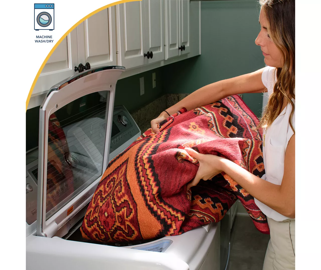 My Magic Carpet Ramage Blue Ornamental Washable Area Rug, (3' X 5') 8 My Magic Carpet Ramage Blue Ornamental Washable Area Rug, (3' X 5') - Image 6