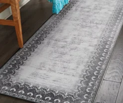 My Magic Carpet Dardon Gray Scallop-Border Washable Runner Rug, (2.5' X 7') -Home Store 810615375 A4 2