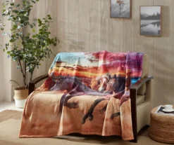 Brown Dawn Of Glory Horses Fleece Raschel Throw, (50" X 60") -Home Store 810616377 B0 4
