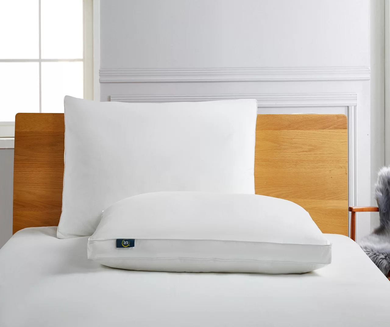 Serta White Firm Cotton-Down Pillow, 2-Pack 3 Serta White Firm Cotton-Down Pillow, 2-Pack