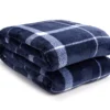 Navy & White Plaid Queen/King Velvet Plush Blanket -Home Store 810617521 810617523 A0 1