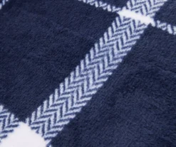Navy & White Plaid Queen/King Velvet Plush Blanket 7 Navy & White Plaid Queen/King Velvet Plush Blanket -Home Store 810617521 810617523 A8 2