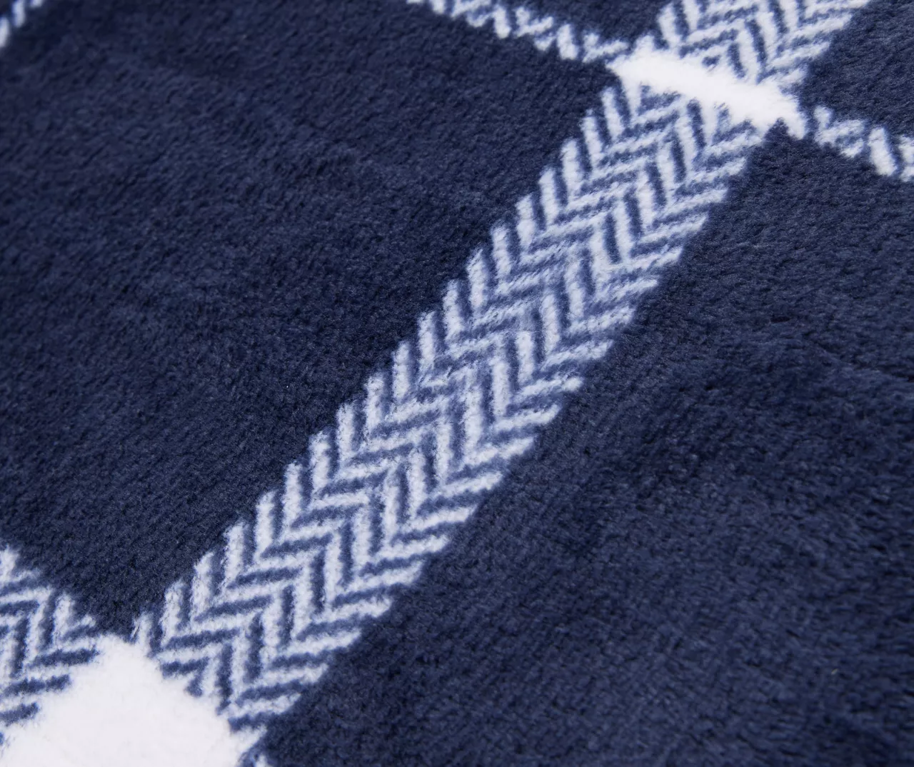 Navy & White Plaid Queen/King Velvet Plush Blanket 5 Navy & White Plaid Queen/King Velvet Plush Blanket - Image 3