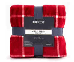 Red & White Windowpane Plaid Velvet Throw, (50" X 60") 6 Red & White Windowpane Plaid Velvet Throw, (50" X 60") -Home Store 810618012 A0
