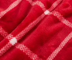 Red & White Windowpane Plaid Velvet Throw, (50" X 60") 7 Red & White Windowpane Plaid Velvet Throw, (50" X 60") -Home Store 810618012 A8 2