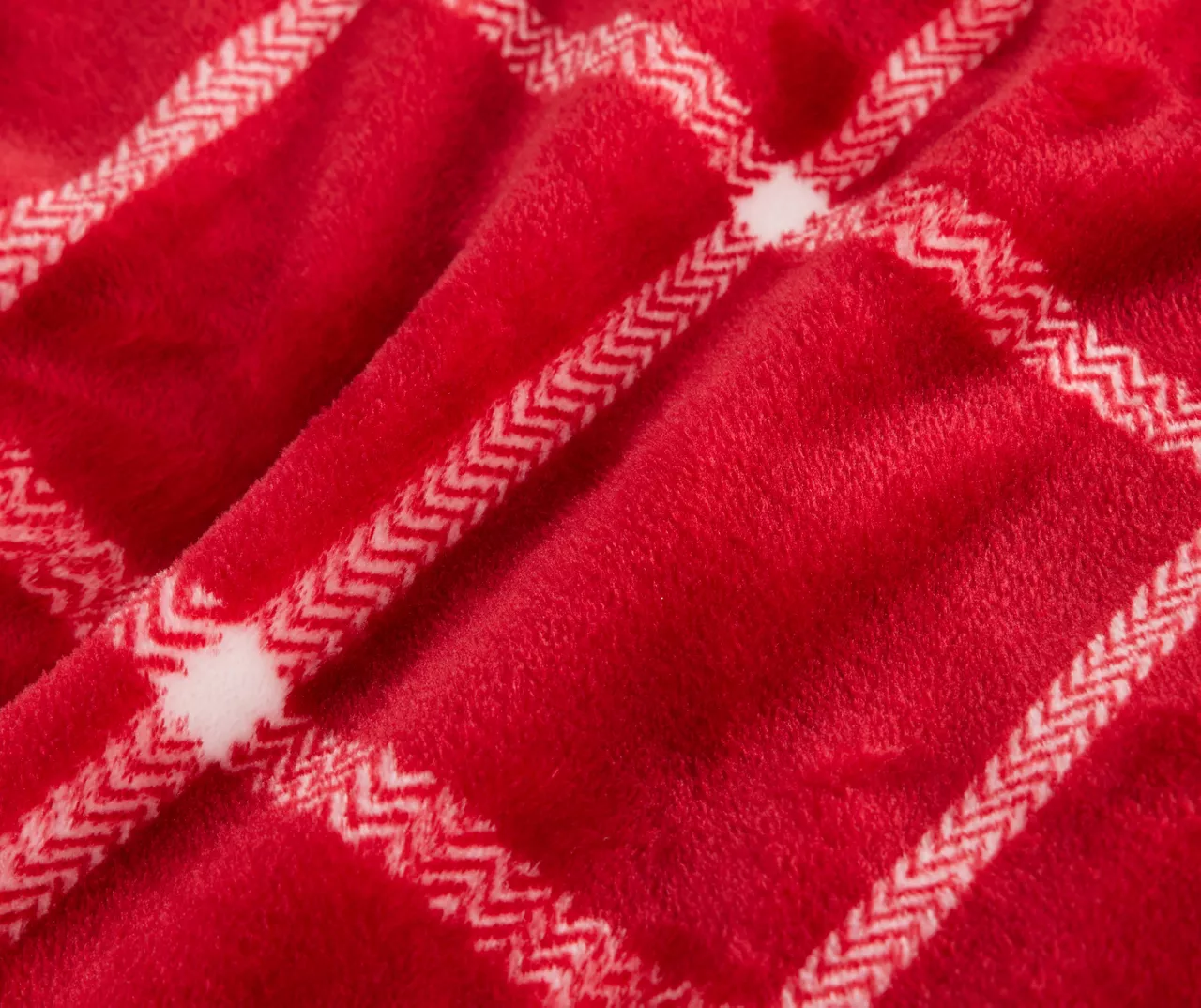 Red & White Windowpane Plaid Velvet Throw, (50" X 60") 5 Red & White Windowpane Plaid Velvet Throw, (50" X 60") - Image 3