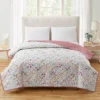 Mauve & Blue Floral Microfiber Quilt -Home Store 810618576 A0 1