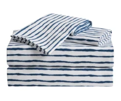 White & Navy Stripe Sheet Set -Home Store 810618901 A0 1