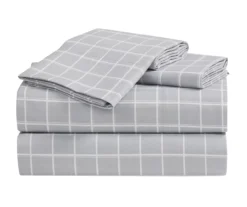 White & Gray Grid Sheet Set -Home Store 810618902 A0 1